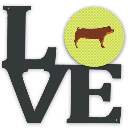 Carolines Treasures 11.5 x 11.75 in. Duroc Pig Green Metal Artwork Love Wall Decor BB7768WALV